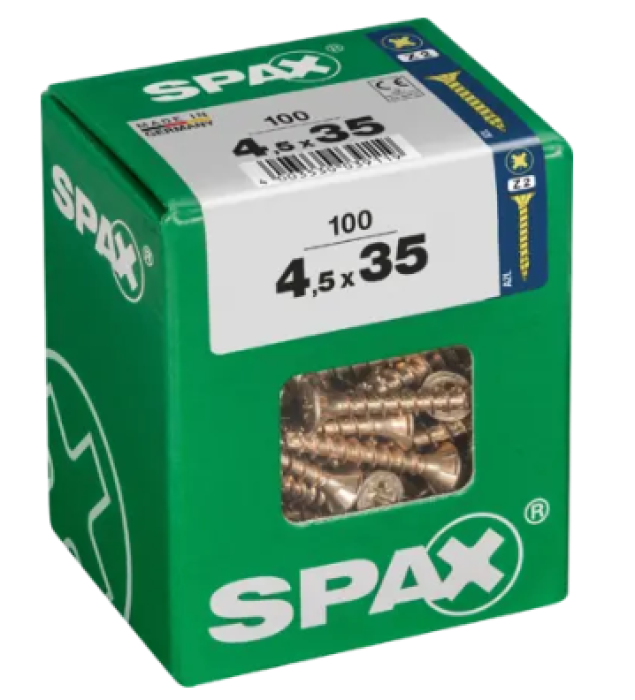 SPAX Universalschraube YELLOX, 4.5 x 35 mm, 100 Stück, 4081020450357